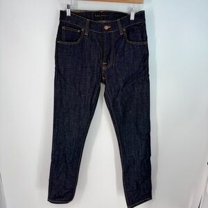Nudie Jeans Dark Wash High Rise Straight Leg Denim Jeans